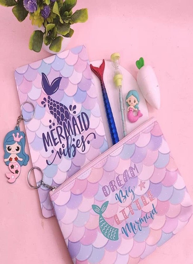 تارا13 مفكرة تيرا 13 حورية البحر للبنات (عبوة من 7 قطع) مفكرة مع قلم، مفكرة أطفال، مقلمة حورية البحر، قلم رصاص، ممحاة، أدوات مدرسية، هدايا مميزة للبنات - Image 2